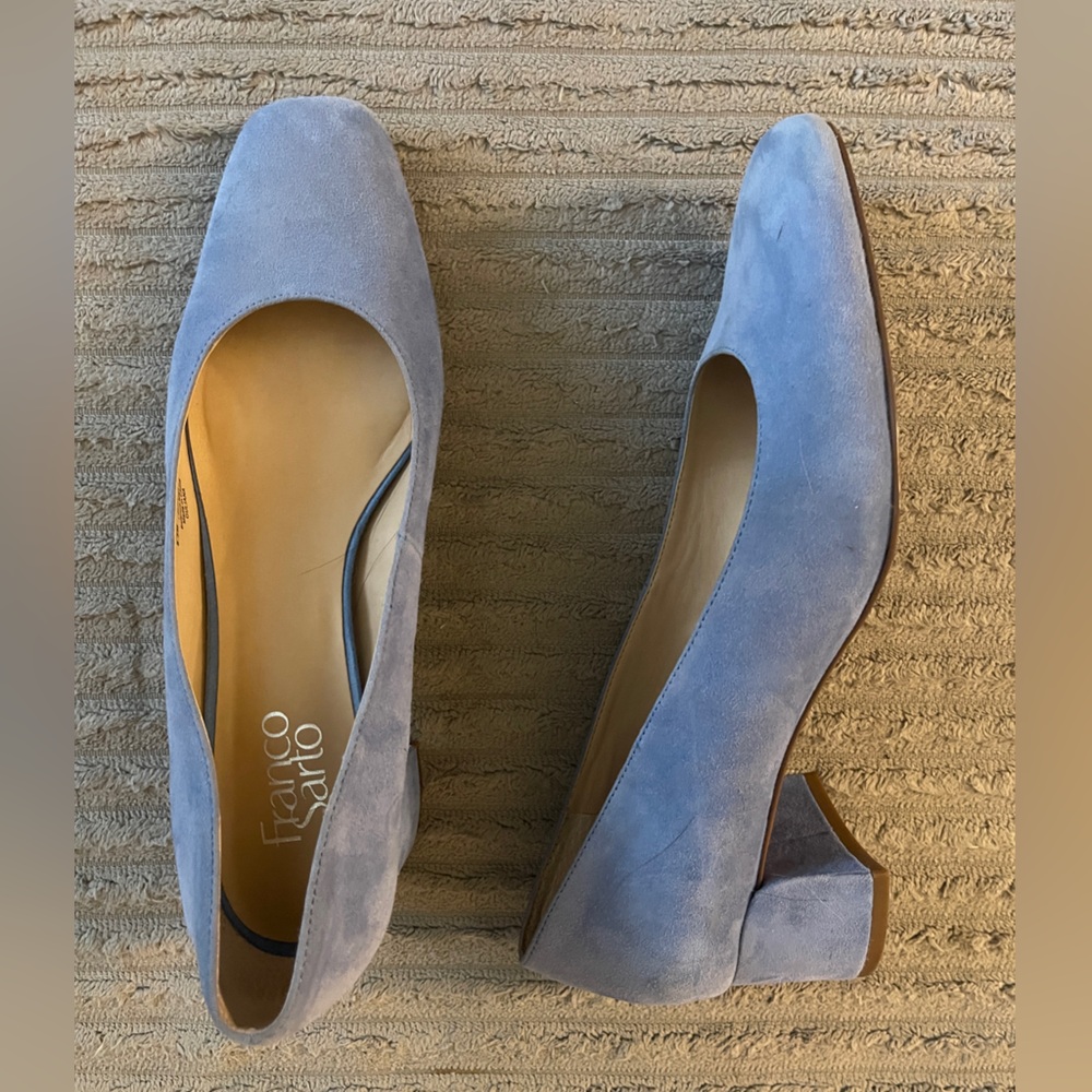 Franco Sarto Blue Suede Block Heel Shoes
